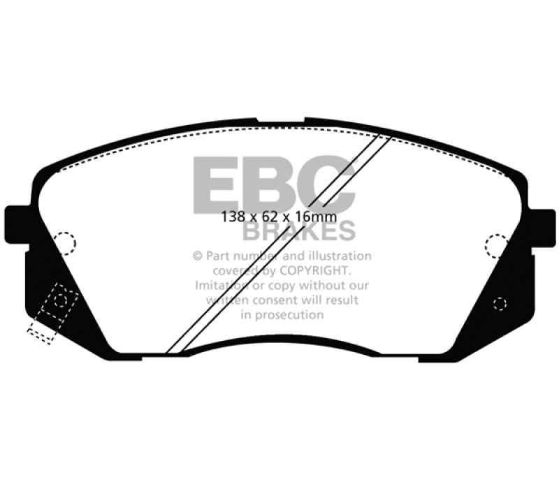 EBC dp21809 | 15+ Hyundai Sonata 1.6 Turbo (Elec Park Brake) Greenstuff Front Brake Pads; 2015-2023