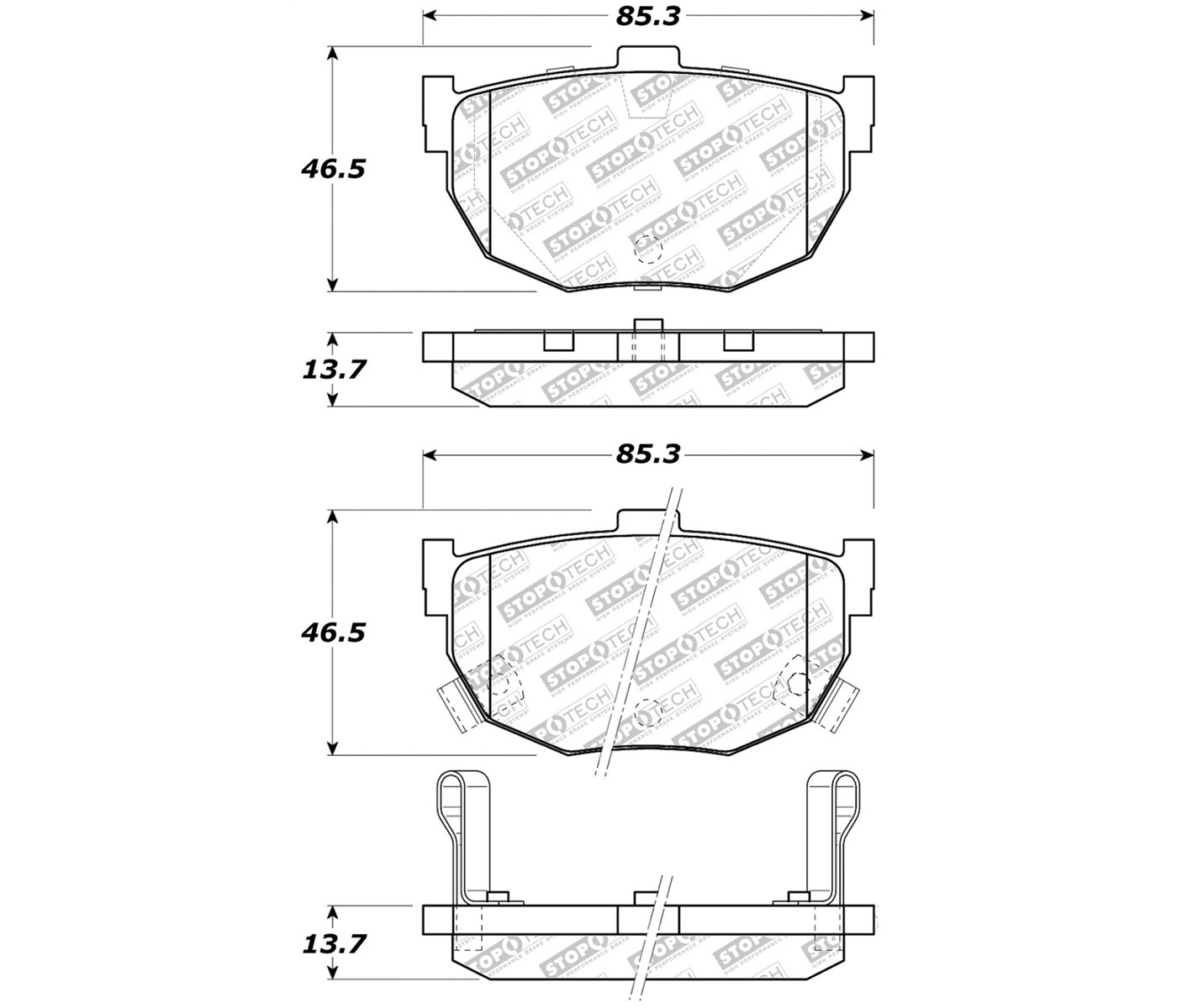 Stoptech 305.03230 | StopTech Street Select Brake Pads Hyundai Tiburon, Rear; 1997-2008