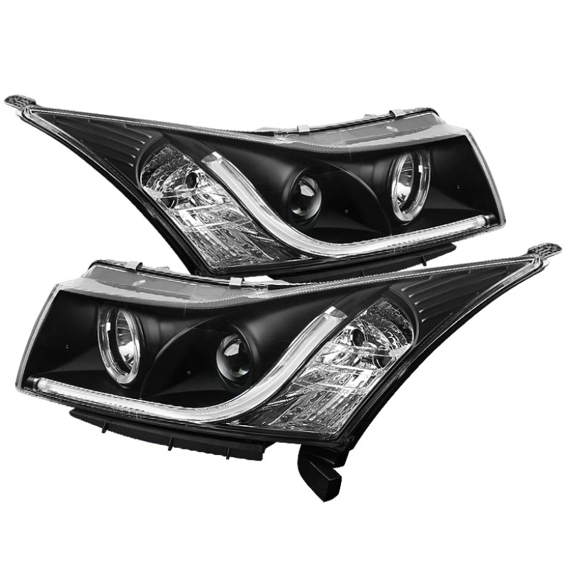 SPYDER 5074164 | Spyder Chevrolet Cruze Projector Headlights - Light Tube DRL - Black - High H1 (Included) - Low H7 (Included) - (PRO-YD-CCRZ11-LTDRL-BK); 2011-2013