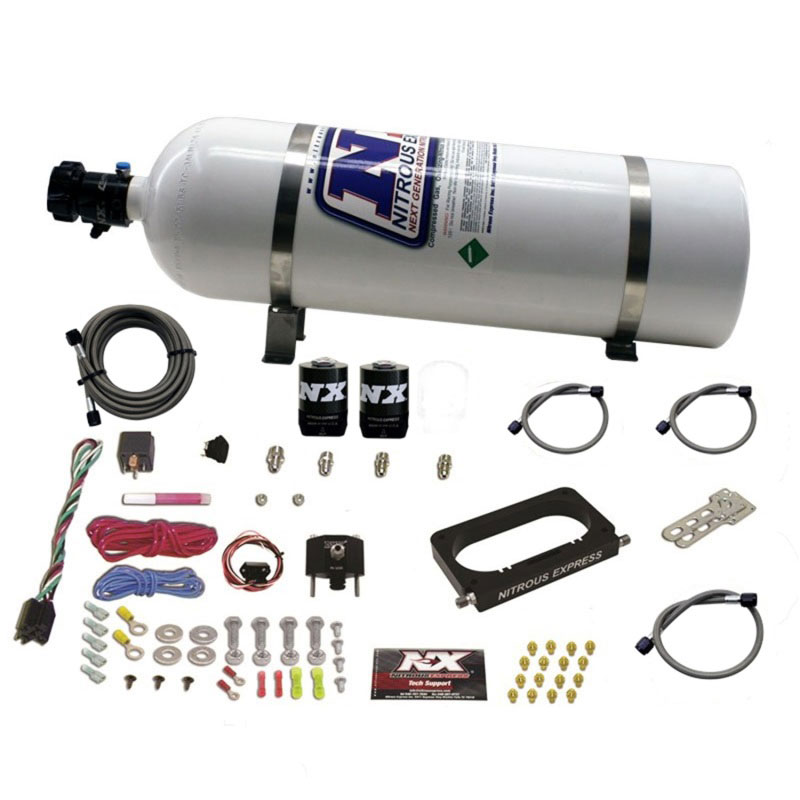 Nitrous Express 20950-15 | 96-04 Ford Mustang Cobra/Mach 1 4 Valve Nitrous Kit (50-300HP) w/15lb Bottle; 1996-2004