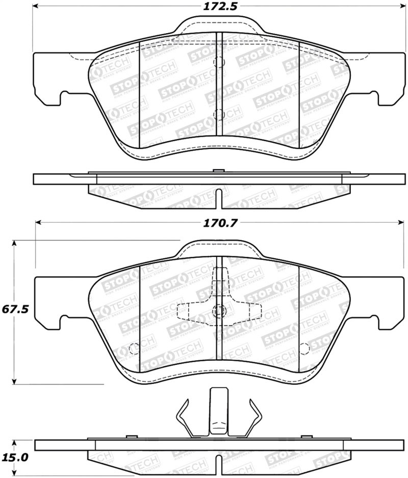 Stoptech 308.10472 | StopTech Street Brake Pads Mercury Mariner Phenolic Piston, Front; 2009-2011