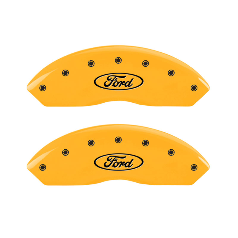 MGP 10041SFRDYL | 4 Caliper Covers Engraved F & R Oval Logo/Ford Yellow Finish Black Char 2009 Ford Explorer; 2006-2010