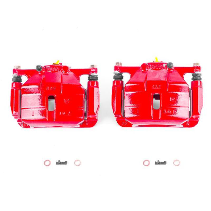 PowerStop s3428 | Power Stop 08-13 Nissan Rogue Front Red Calipers w/Brackets - Pair; 2008-2013