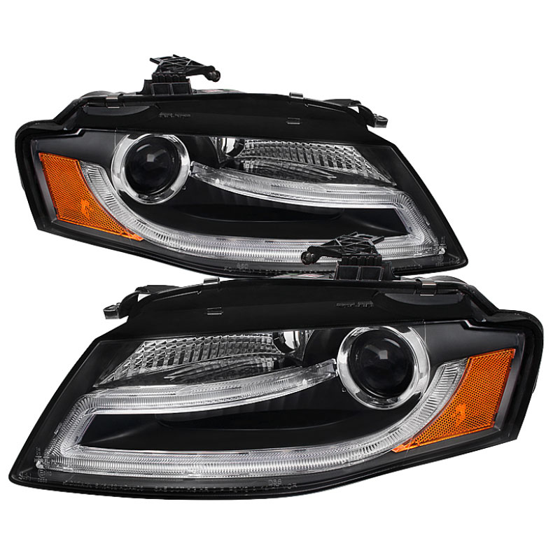 SPYDER 5081544 | Spyder Audi A4 Projector Headlights - Halogen Model Only - DRL LED - Black - (PRO-YD-AA408-DRL-BK); 2009-2012