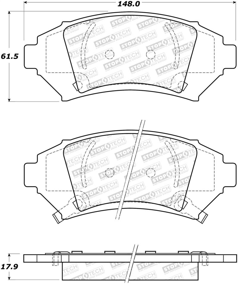 Stoptech 308.10760 | StopTech Street Brake Pads Buick LeSabre 16 Wheels, Front; 2005-2005