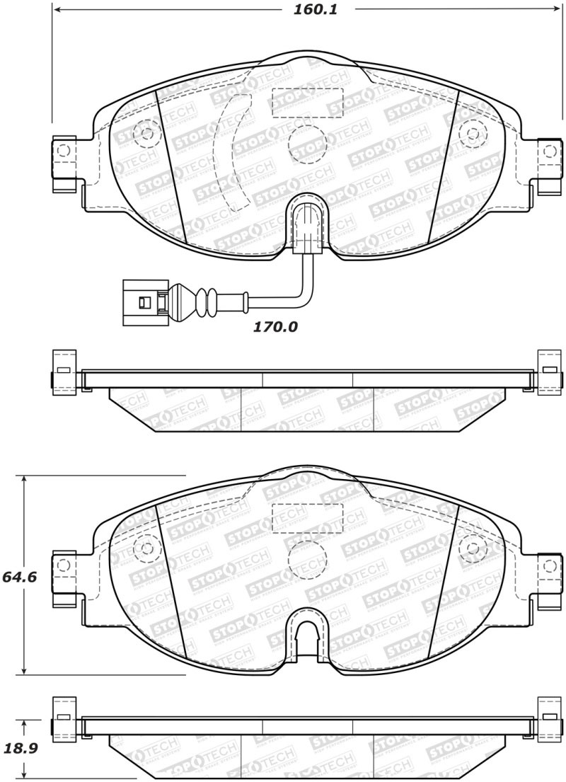 Stoptech 308.17600 | StopTech Street Brake Pads Audi A3 272mm Rear Disc, Front; 2015-2018