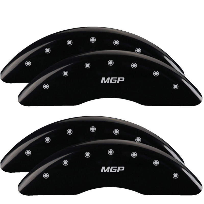 MGP 34003SMGPBK | MGP 4 Caliper Covers Engraved Front & Rear MGP Black finish silver ch; 2011-2020