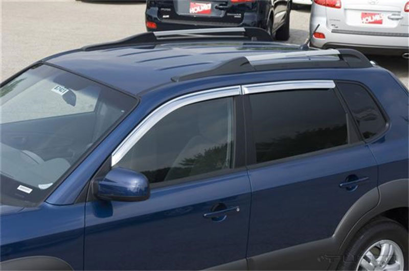 Putco 480257 | 05-08 Hyundai Tucson (Set of 4) - Tape On Install Element Chrome Window Visors; 2005-2008