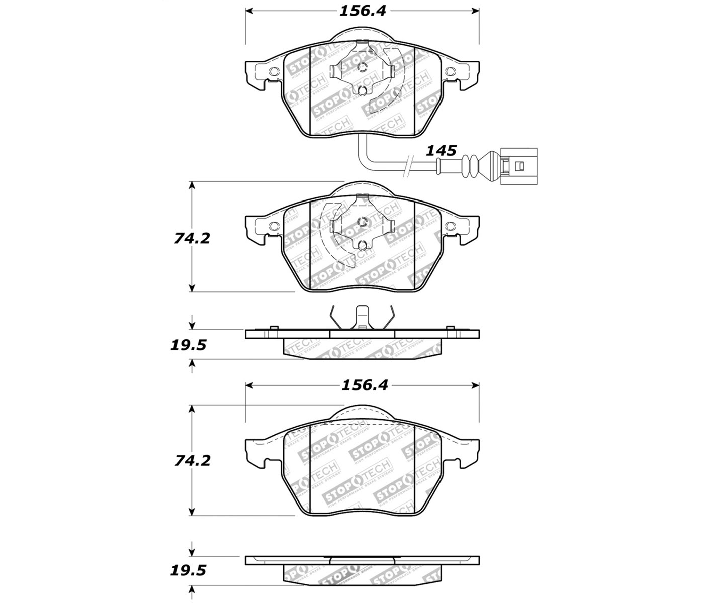 Stoptech 309.06871 | StopTech Sport Brake Pads Audi S3, Front; 2001-2004