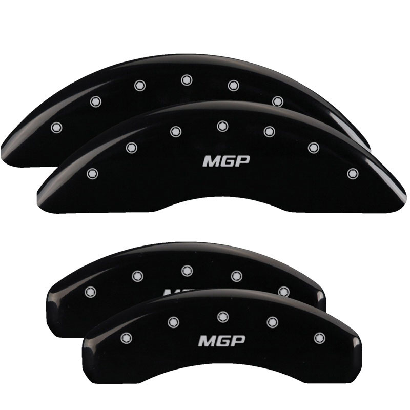 MGP 17222SMGPBK | MGP 4 Caliper Covers Engraved Front & Rear MGP Black Finish Silver Char 2018 Nissan Titan XD; 2018-2018