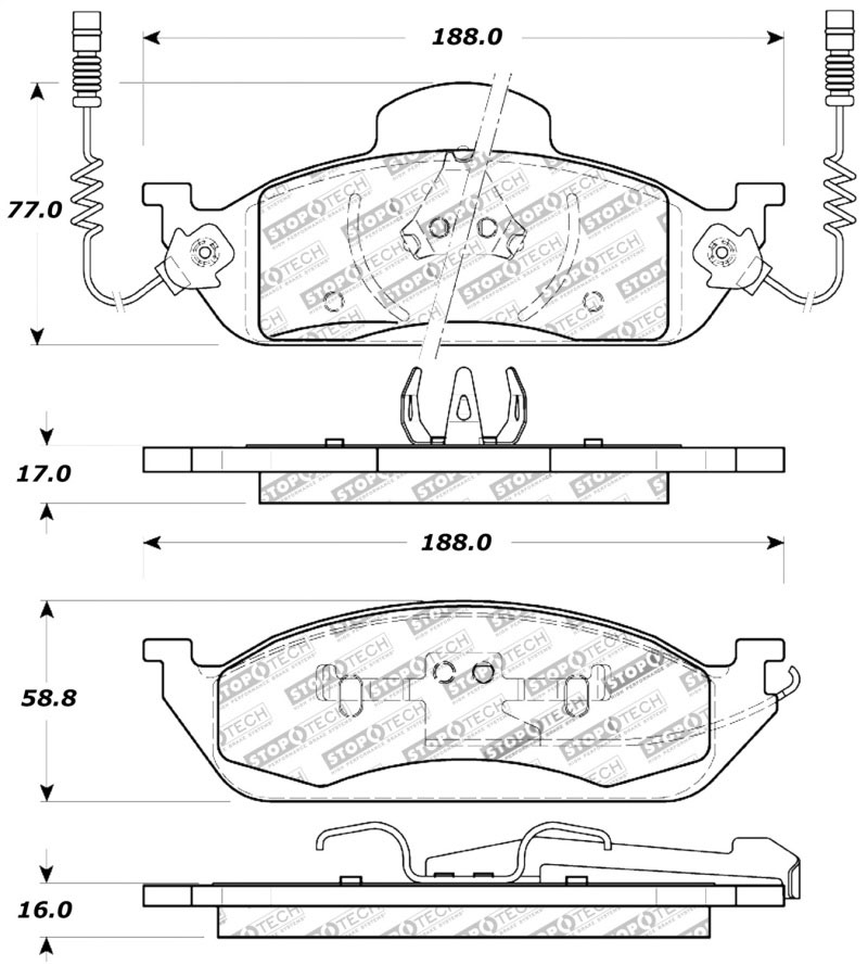 Stoptech 309.07600 | StopTech Sport Brake Pads Mercedes-Benz ML320, Front; 1998-2003