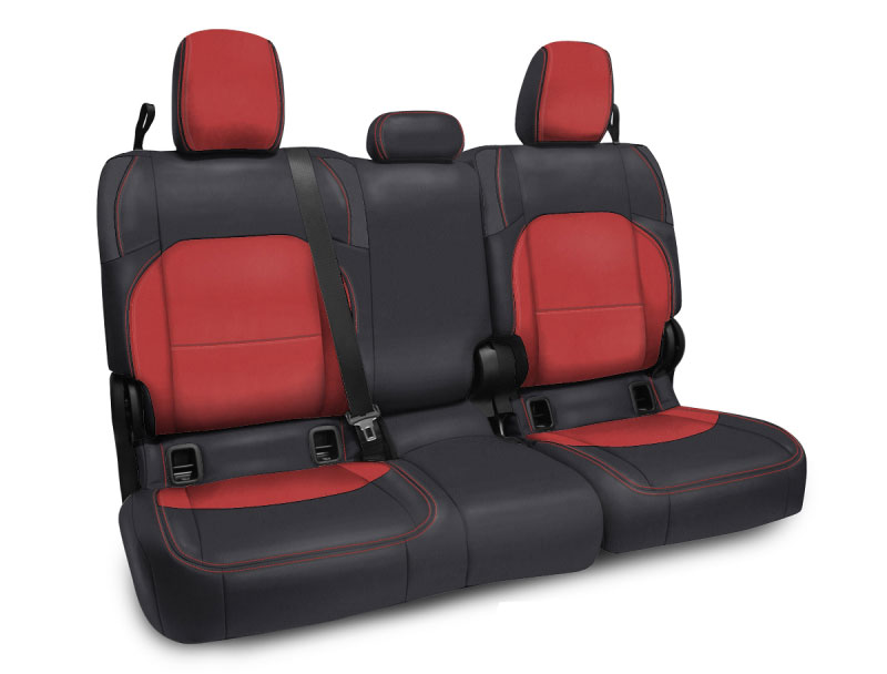 PRP Seats b055-05 | PRP 2020+ Jeep Gladiator JT Rear Bench Cover with Cloth Interior - Black/Red; 2020-2024