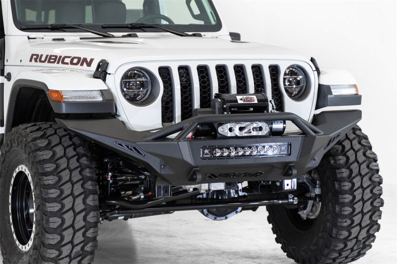 Addictive Desert Designs F961692080103 | Jeep Gladiator JT Stealth Fighter Front Bump w/ Top Hoop & Winch Mount; 2020-2024