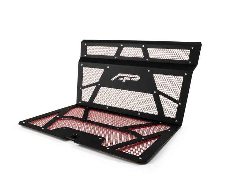 Agency Power aprzr111fmbmrd | 14-18 Polaris RZR XP 1000 / XP Turbo Vented Engine Cover - Matte Black/Red Mesh; 2014-2018