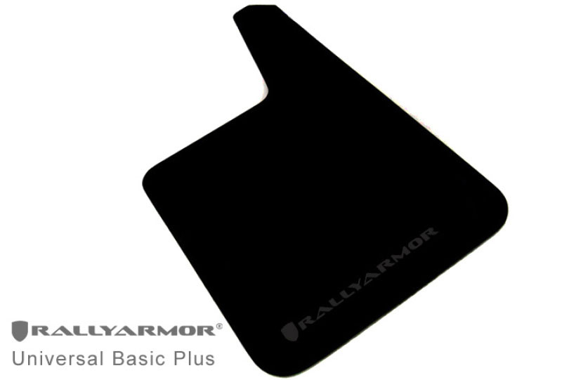 Rally Armor mf20-bas-blk | Longer Universal fitment (no hardware) Basic Plus Black Mud Flap w/ Black Logo