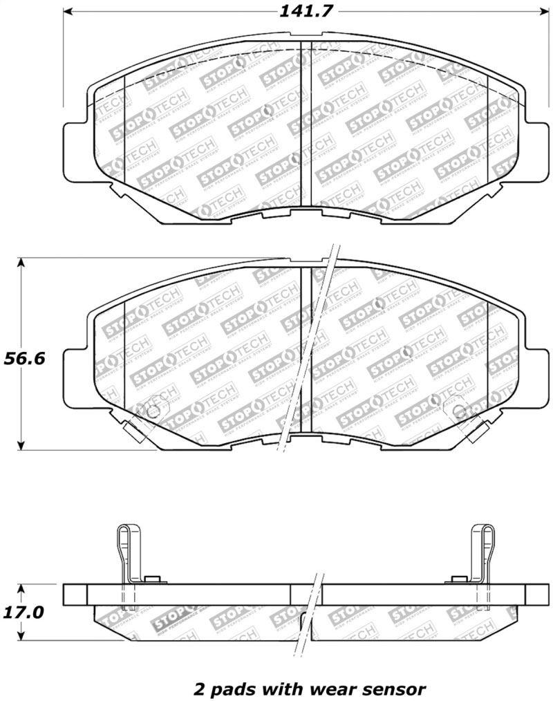 Stoptech 308.09140 | StopTech Street Brake Pads Honda Fit, Front; 2013-2014