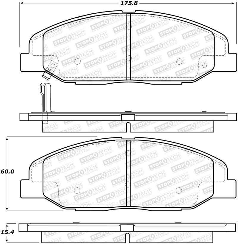 Stoptech 308.13320 | StopTech Street Brake Pads Cadillac STS 320mm Rear Disc, Front; 2009-2011