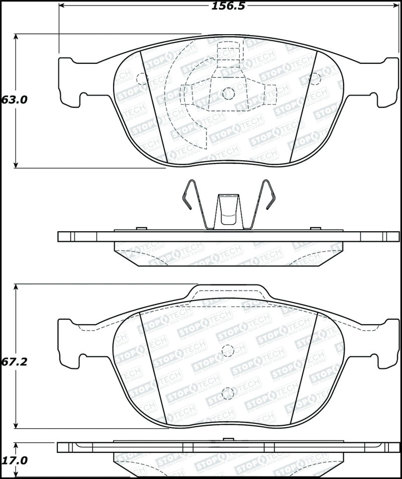 Stoptech 308.09700 | StopTech Street Brake Pads Ford Transit Connect, Front; 2010-2013