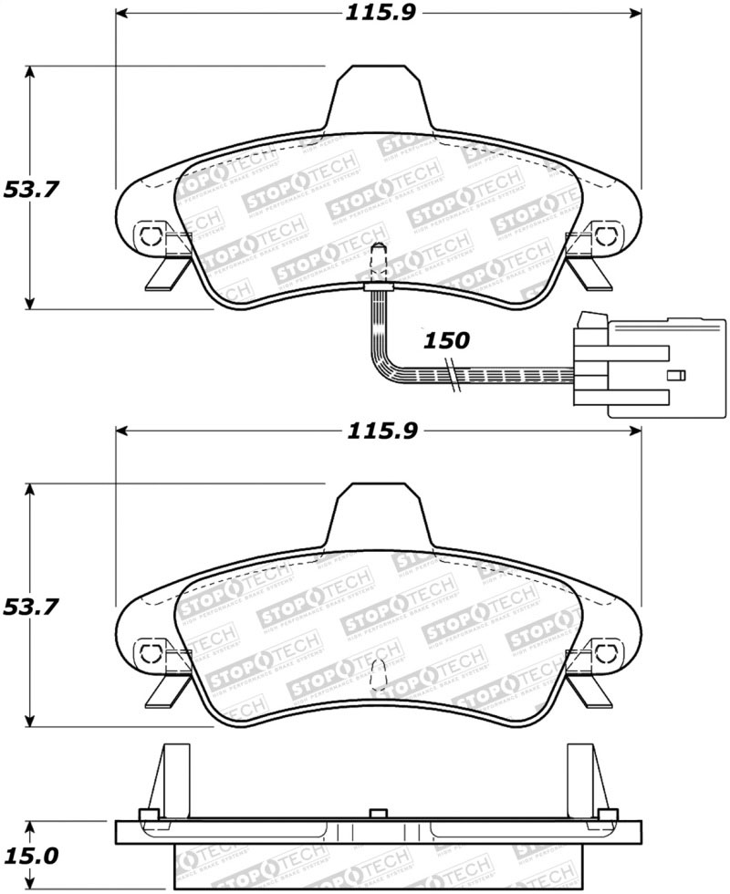 Stoptech 308.08990 | StopTech Street Brake Pads Mercury Cougar Fr 8/14/00, Rear; 2000-2000