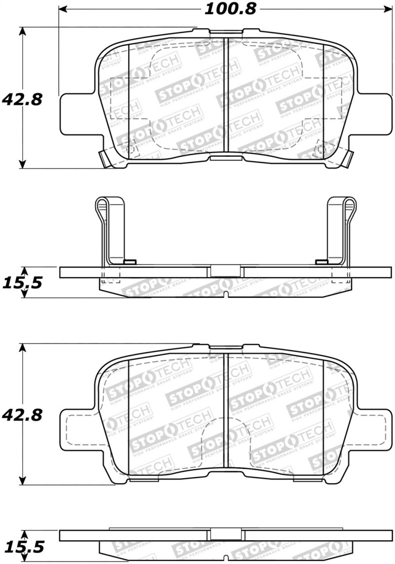 Stoptech 308.08650 | StopTech Street Brake Pads Honda Pilot, Rear; 2003-2008