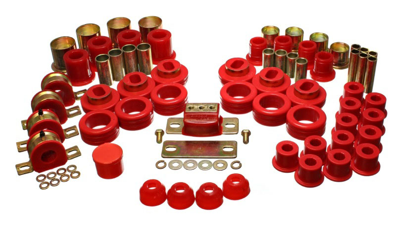 Energy Suspension 3.18108r | 81-87 Chevy/GMC 2WD 1/2 Ton PickUp Red Hyper-flex Master Bushing Set; 1981-1987