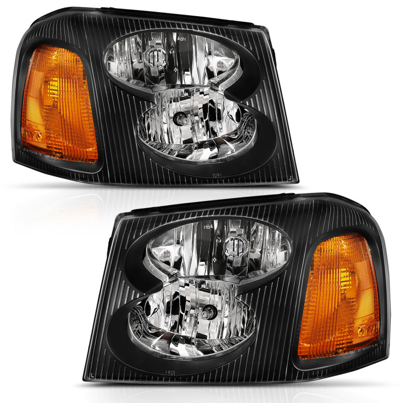 ANZO 111429 | 2002-2009 Gmc Envoy Crystal Headlight Black Amber; 2002-2009