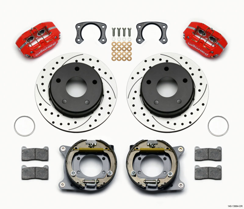 Wilwood 140-13664-dr | Dynapro Lug Mount P/S Park Brake Kit Drilled Red Big Ford New 2.38in Off Bronco 5 x 5.50; 1965-1977