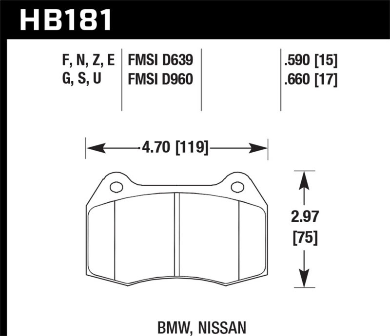 Hawk Performance hb181u.590 | Hawk 94-97 BMW 840Ci/850Ci DTC-70 Race Front Brake Pads; 1994-1997