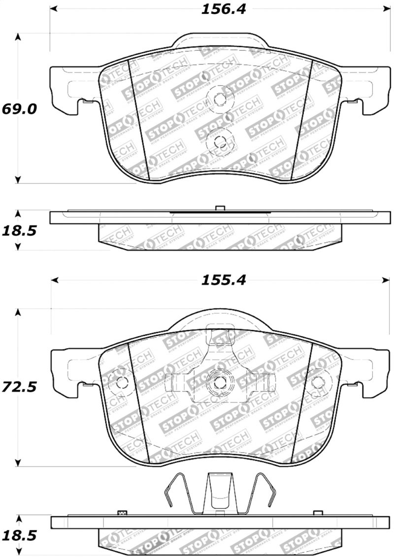 Stoptech 308.07940 | StopTech Street Brake Pads Volvo S60, Front; 2001-2003