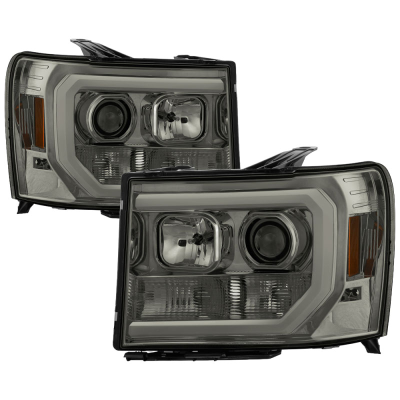 SPYDER 5083654 | Spyder GMC Sierra 2500HD/3500HD Version 2 Projector Headlights - Light Bar DRL LED - Smoke - (PRO-YD-GS07V2-LBDRL-SM); 2007-2013