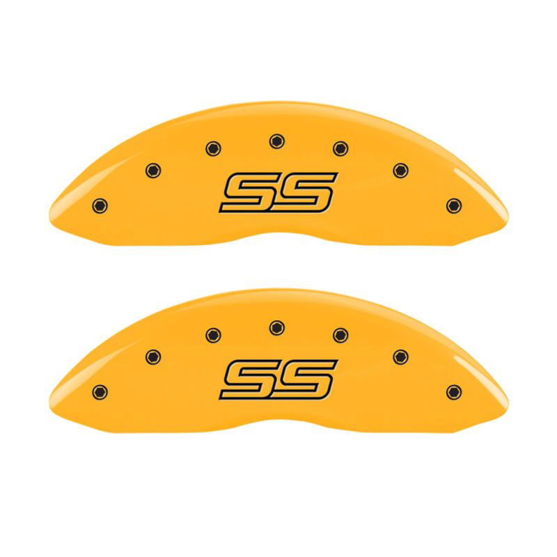 MGP 14031STSSYL | 4 Caliper Covers Engraved Front & Rear Trailblazer SS Yellow Finish Black Char 2004 Chevy SSR; 2003-2005