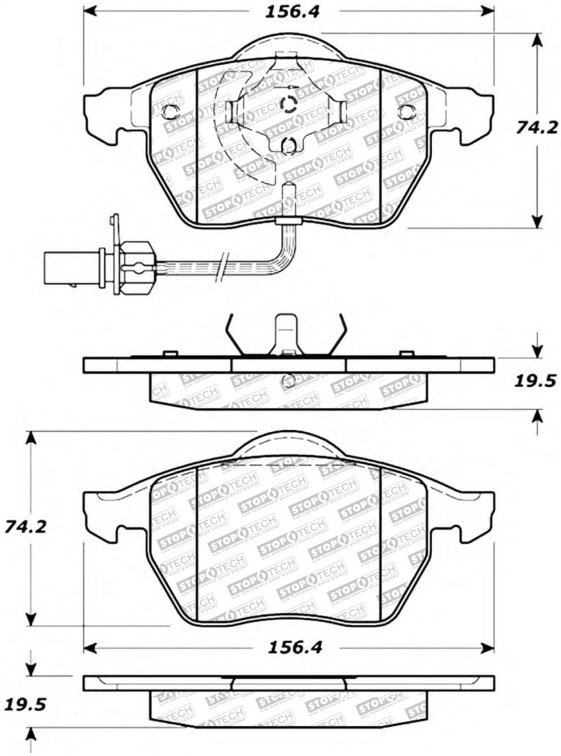 Stoptech 305.08400 | StopTech Street Select Brake Pads Audi A4 Quattro, Front; 2000-2006