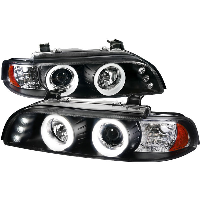 Spec-D Tuning 6LHP-E3997JM-TM | Bmw E39 Smd Led Iced Halo Projector Headlight Black Housing; 2001-2003