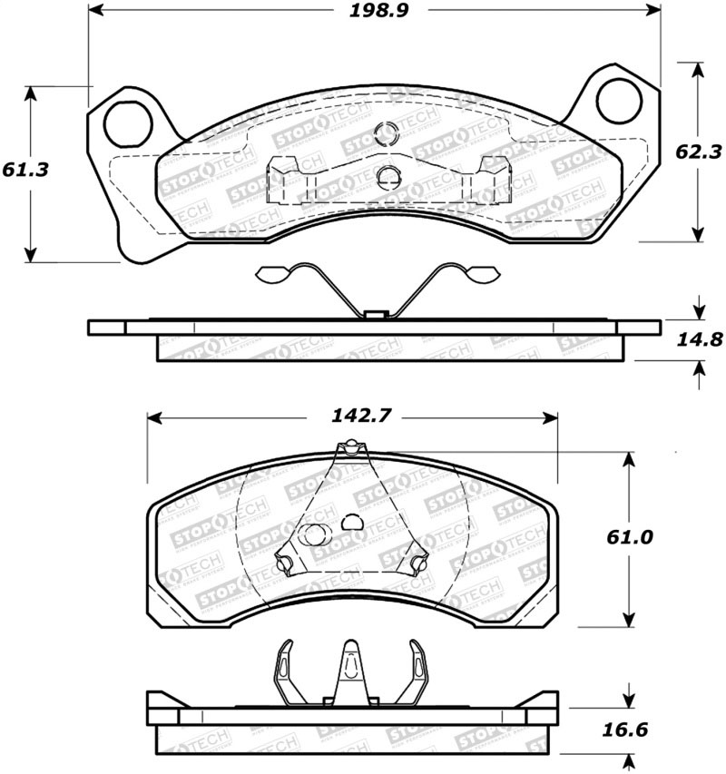 Stoptech 308.04990 | StopTech Street Brake Pads Mercury Grand Marquis exc Police Pkg, Front; 1981-1981