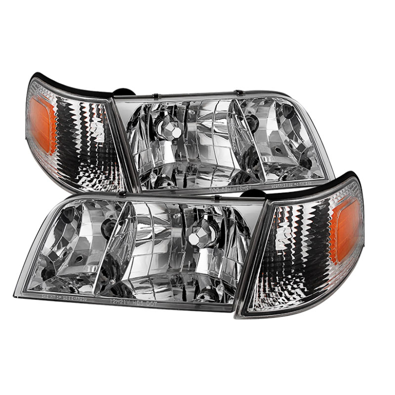 SPYDER 9031038 | Xtune Crown Victoria 98-11 Crystal Headlights w/ Corner Lights Set Chrome HD-JH-CRVI98-SET-C; 1998-2011