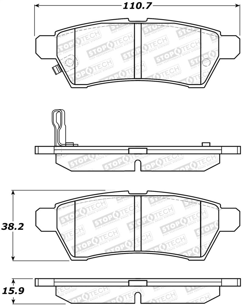 Stoptech 308.11000 | StopTech Street Brake Pads Nissan Xterra, Rear; 2005-2015