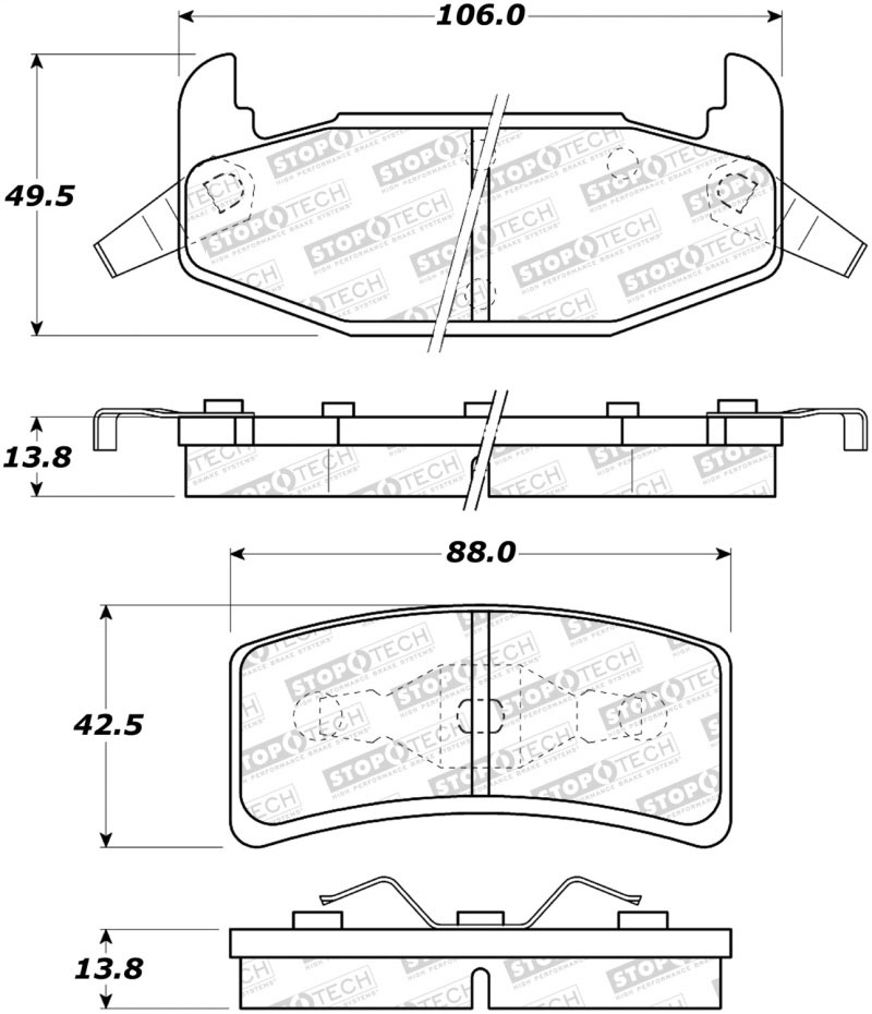 Stoptech 308.03770 | StopTech Street Brake Pads Oldsmobile Cutlass Supreme, Rear; 1989-1993