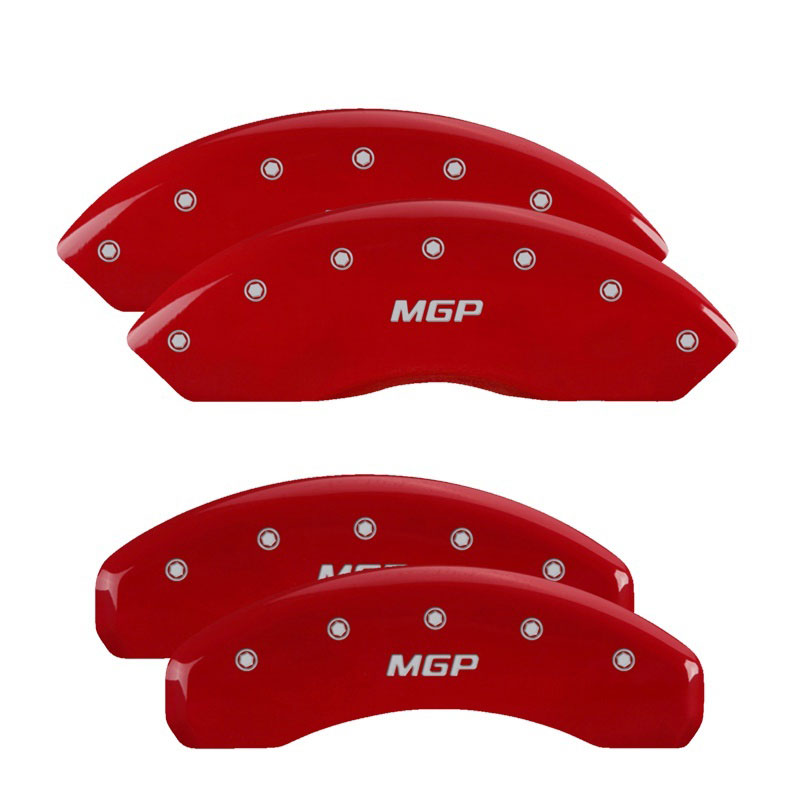 MGP 35005SMGPRD | MGP 4 Caliper Covers Engraved Front & Rear MGP Red finish silver ch; 2006-2011