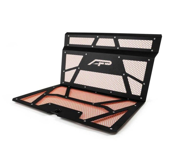 Agency Power aprzr111fmbmor | 14-18 Polaris RZR XP 1000 / XP Turbo Vented Engine Cover - Matte Black/Orange Mesh; 2014-2018