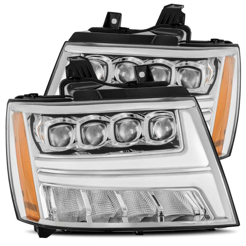 AlphaRex 880286 | Chevy Avalanche NOVA LED Proj Headlights Plank Style Design Chrome w/Activ Light/DRL; 2007-2013