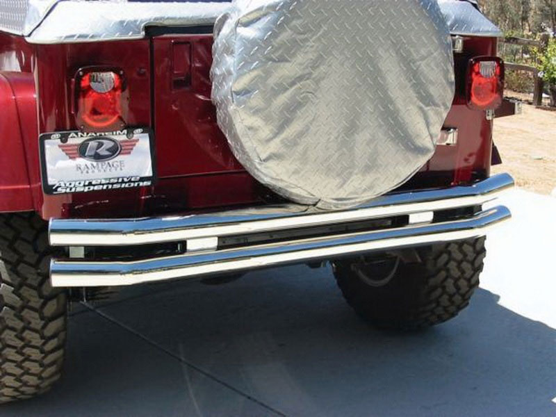 Rampage 8448 | 1976-1983 Jeep CJ5 Double Tube Rear Bumper - Stainless; 1976-1983