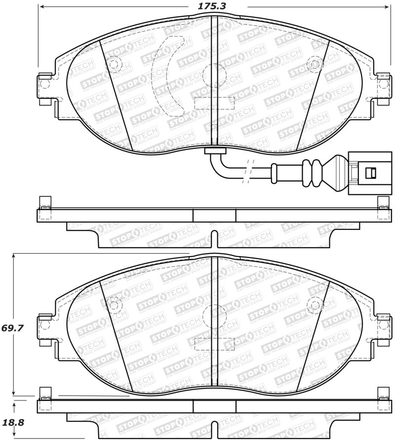 Stoptech 308.16330 | StopTech Street Brake Pads Audi S3, Front; 2014-2018