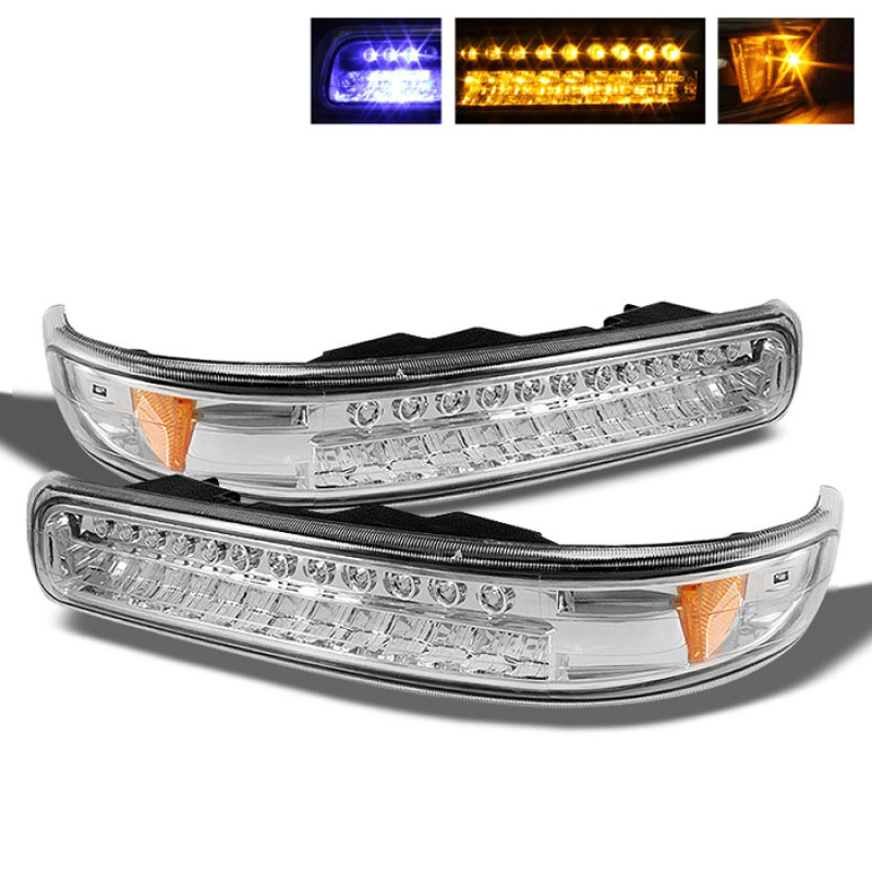 SPYDER 5014573 | xTune Chevrolet Silverado LED Amber Bumper Lights - Chrome; 1999-2002