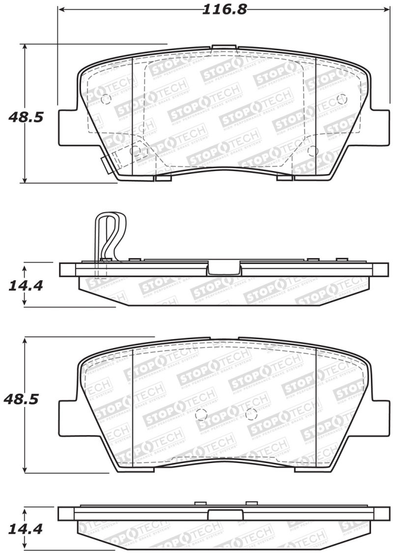 Stoptech 308.12842 | StopTech Street Brake Pads Hyundai Santa Fe, Rear; 2010-2016