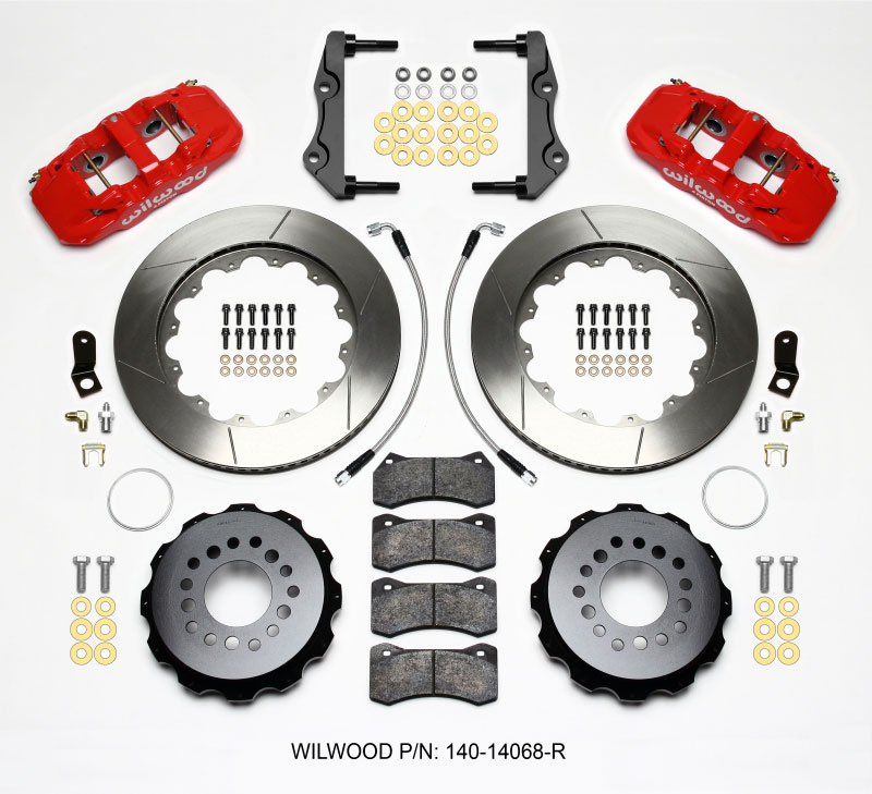 Wilwood 140-14068-r | AERO4 Rear Kit 14.25in Red 2014-Up Challenger w/Lines; 2014-2021