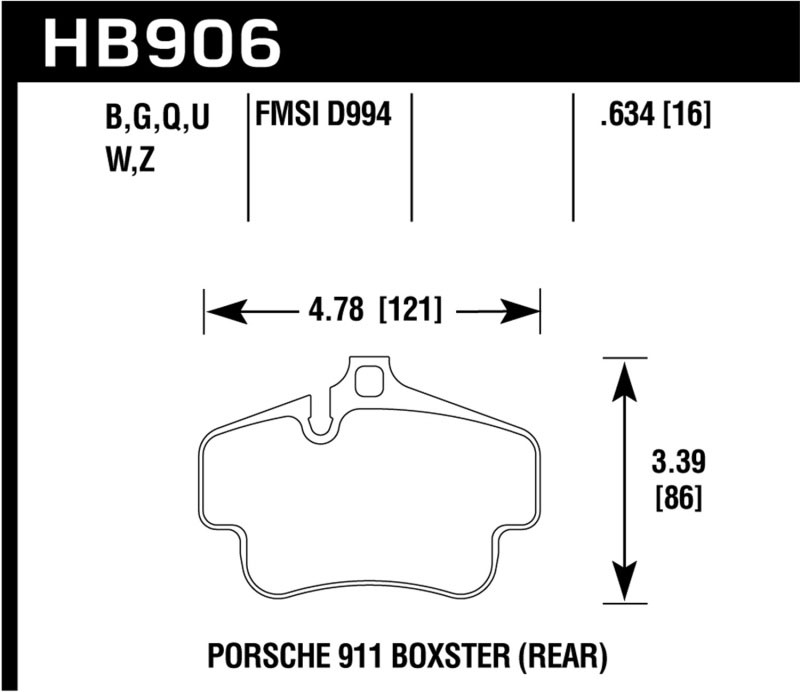 Hawk Performance HB906N.634 | Hawk 02-10 Porsche 911 HP+ Street Rear Brake Pads; 2002-2010