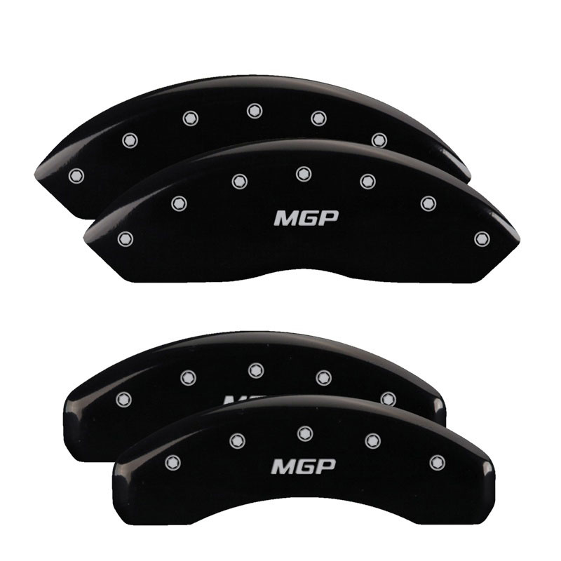 MGP 15206SMGPBK | MGP 4 Caliper Covers Engraved Front & Rear MGP Black finish silver ch; 2012-2015