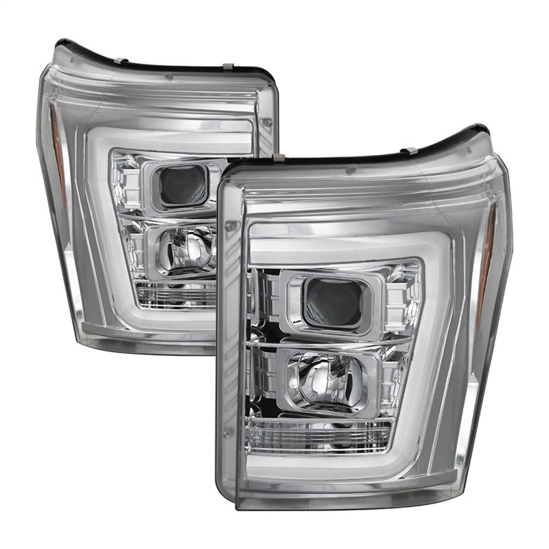 SPYDER 5084705 | Spyder 11-16 Ford F-250/F-350 V2 Projector Headlights - Light Bar DRL - Chrome PRO-YD-FS11V2-LB-C; 2011-2016