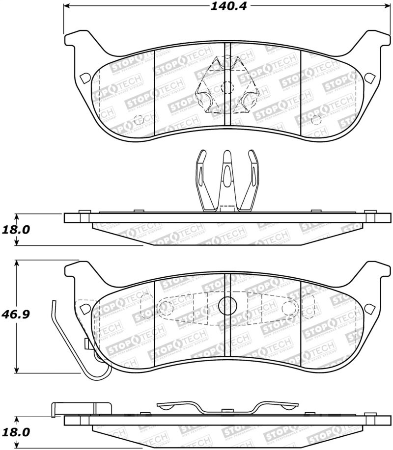 Stoptech 308.09980 | StopTech Street Brake Pads Chrysler Pacifica, Rear; 2004-2008