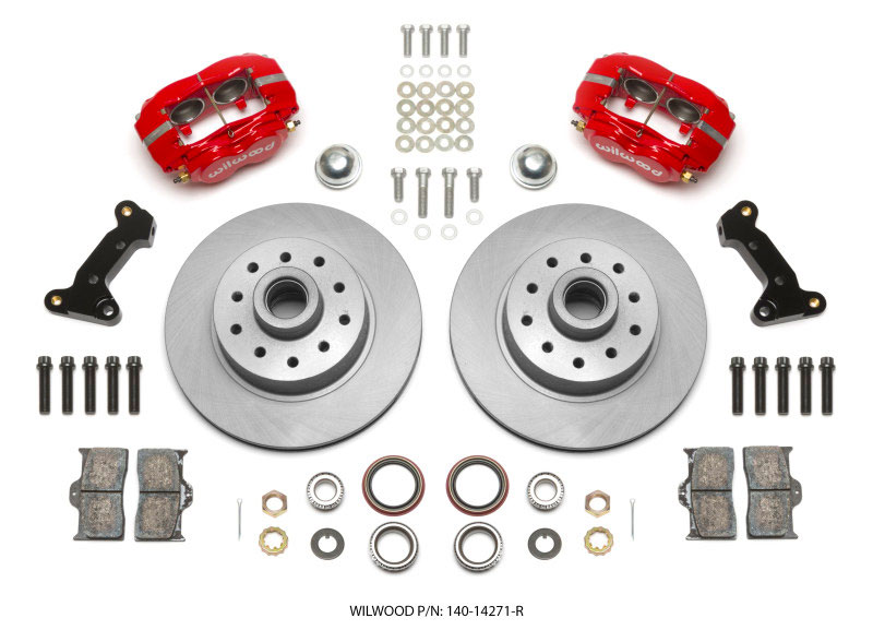 Wilwood 140-14271-r | Forged Dynalite Front Kit 11.03in 1 PC Rotor&Hub - Red 74-80 Pinto Disc Spindle only; 1974-1980